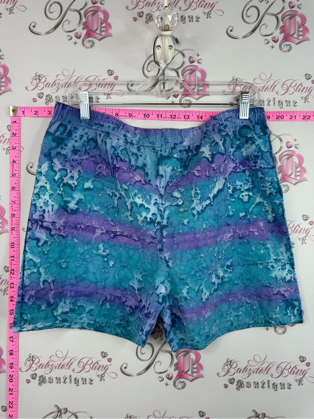 Turquoise & Purple Watercolor Print Shorts